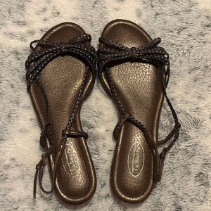 Talbots Metallic Brown Braided Sandals
